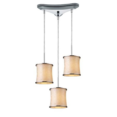 Fabrique 3Light Drum Pendants In Polished Chrome With Retro Beige Shades